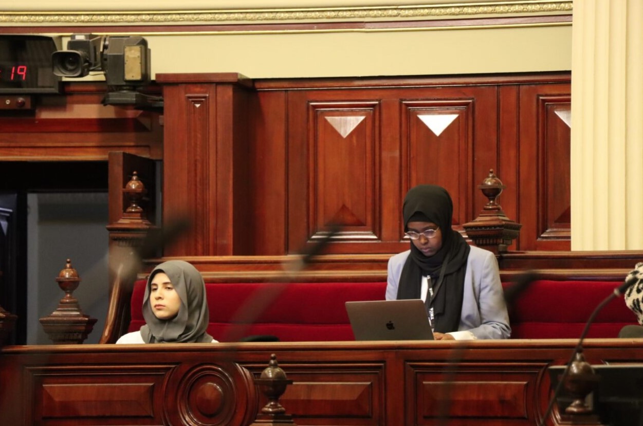 Young Women reporting in the press gallery